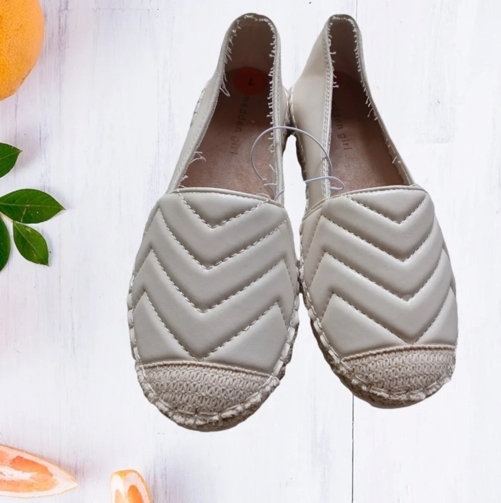 🌞Nwt Madden Girl Cream Cushion Flat Espadrilles Shoes Sz 7